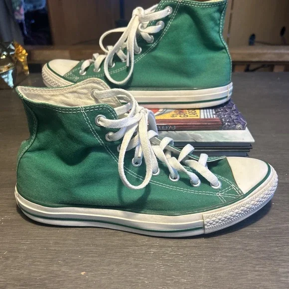 Green High Top Converse Chuck Taylor Sneakers Size Men's 9 Womens 11 VERY CLEAN - Picture 7 of 10